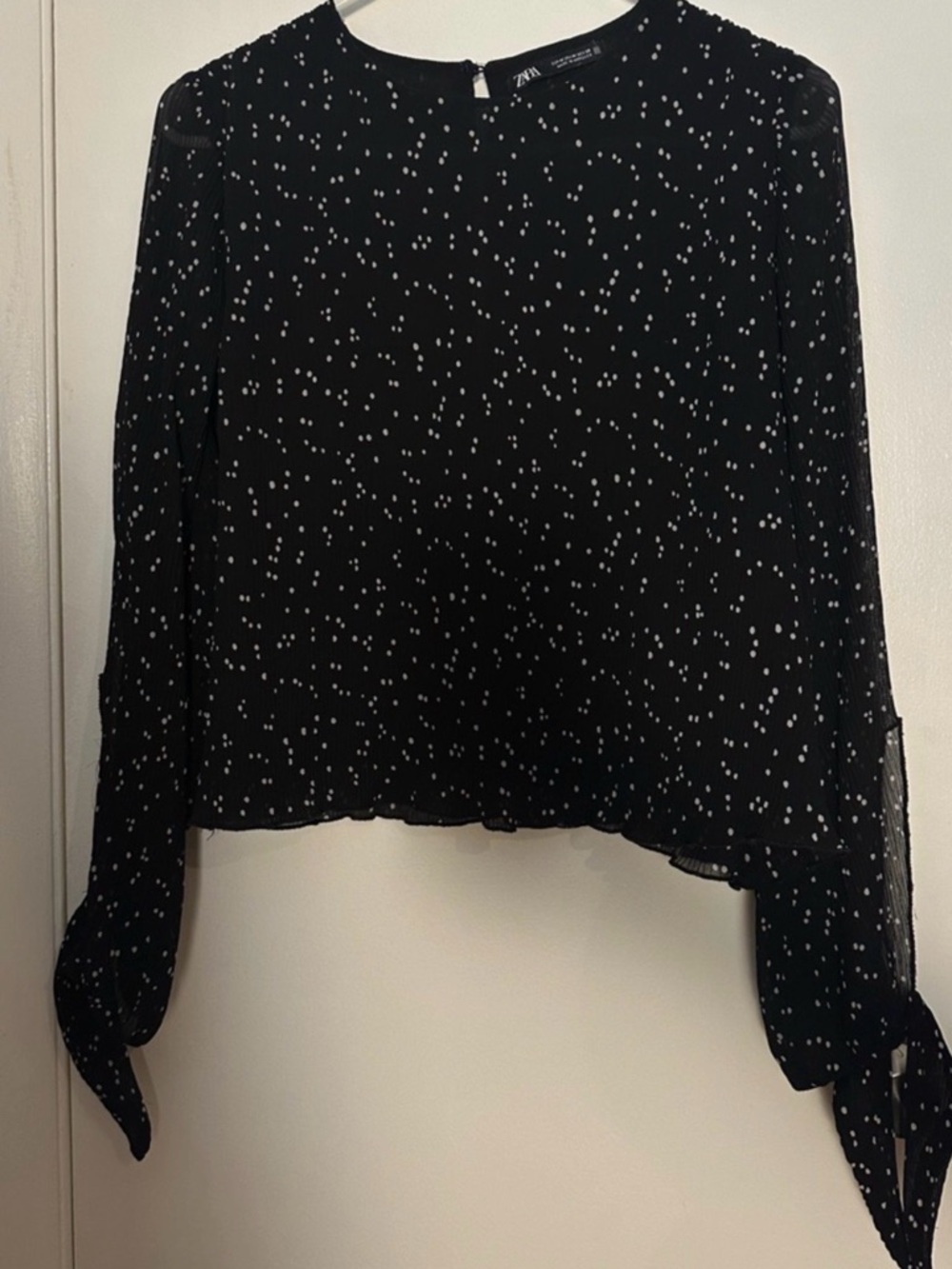 Zara Black Polka Dot Long-Sleeve Skirt